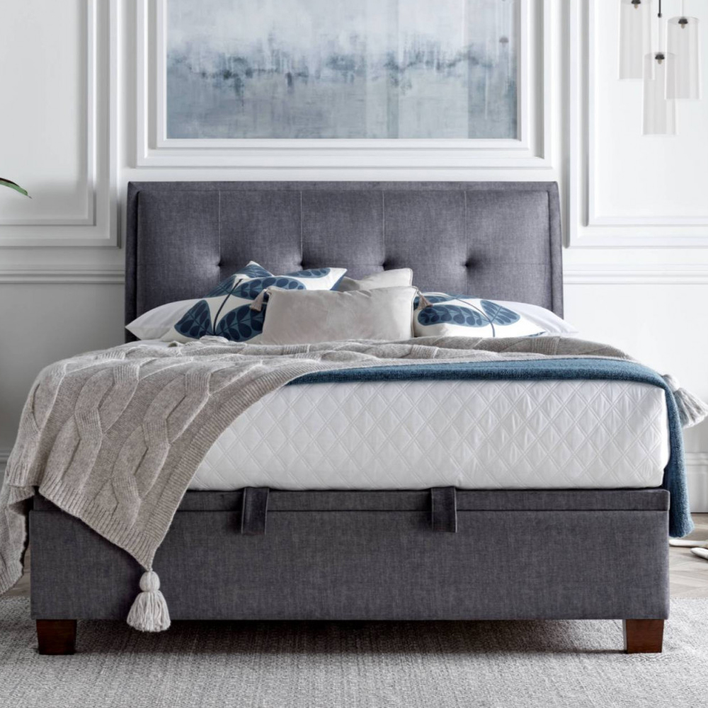 Accord Fabric Ottoman Storage King Size Bed In Vogue Grey