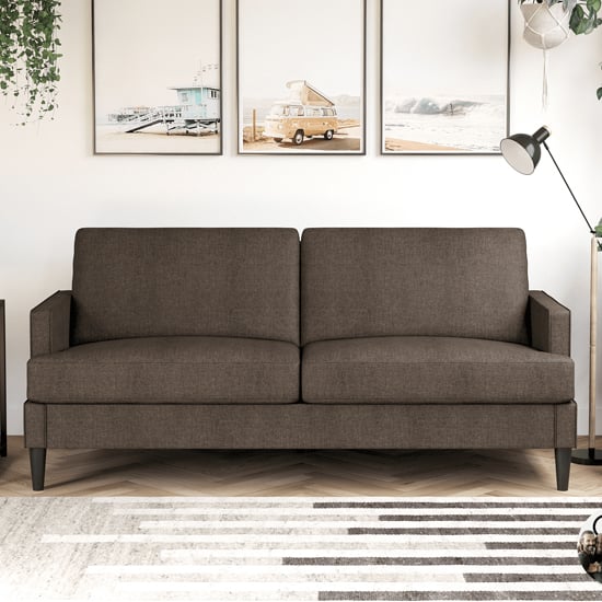 Read more about Accord linen fabric 3 seater sofa in grey with black legs