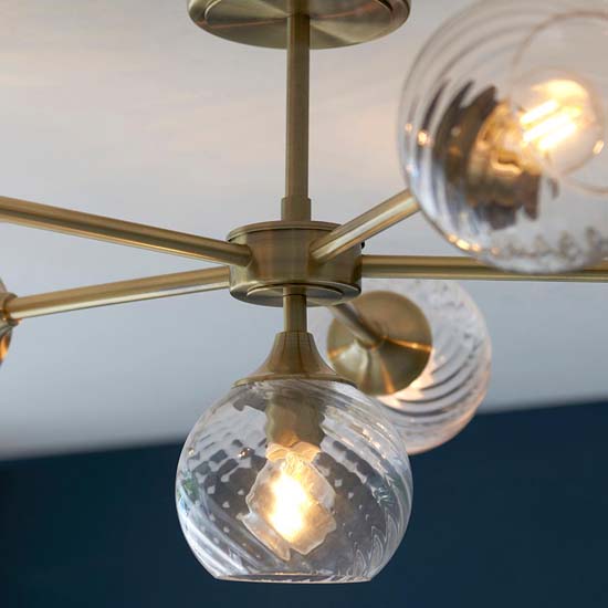 Accra 6 Lights Semi Flush Ceiling Light In Antique Brass