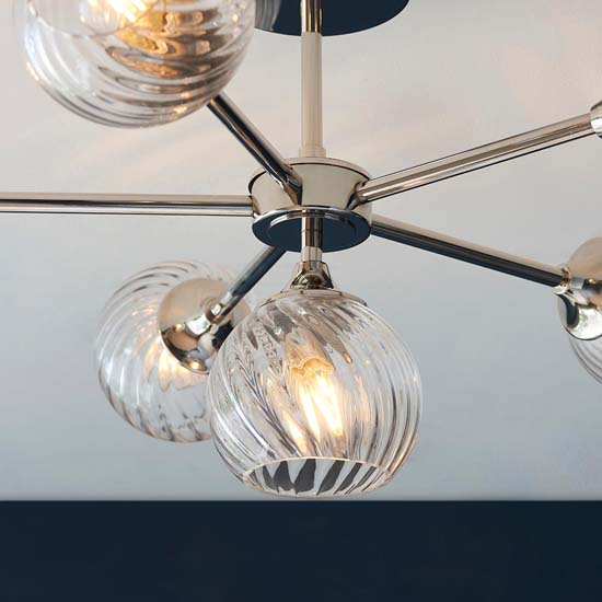 Accra 6 Lights Semi Flush Ceiling Light In Bright Nickel