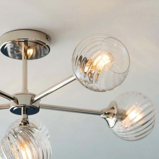 Accra 6 Lights Semi Flush Ceiling Light In Bright Nickel