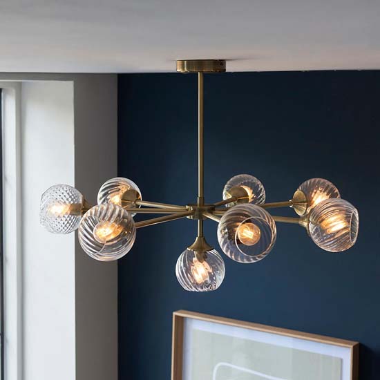 Accra 8 Lights Semi Flush Ceiling Light In Antique Brass