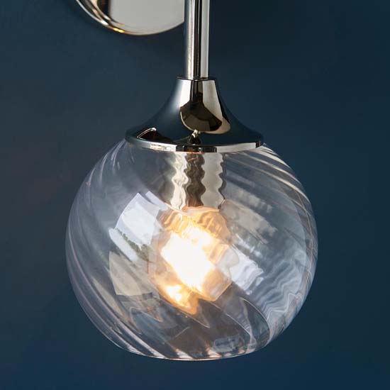 Accra Clear Spiral Glass Shade Wall Light In Bright Nickel