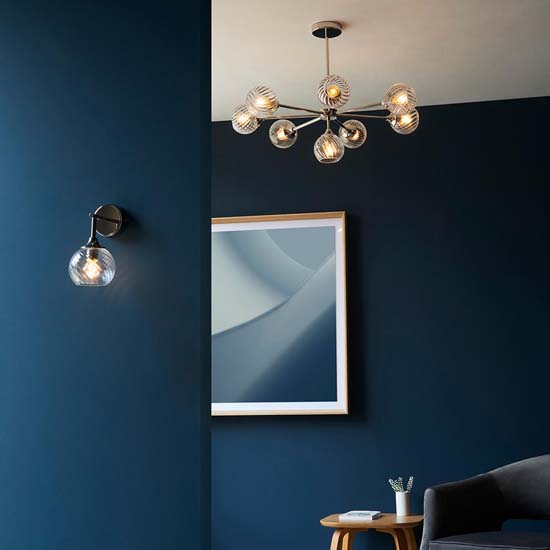 Accra Clear Spiral Glass Shade Wall Light In Bright Nickel