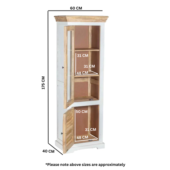 Accra Wood Display Cabinet With 1 Doors 3 Shelves In Oak