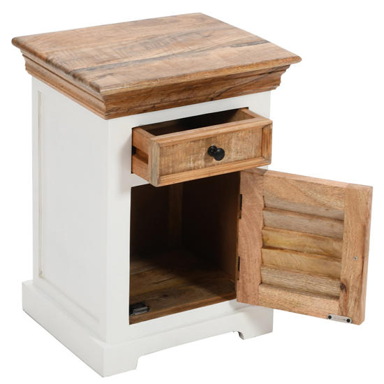 Accra Mango Wood Bedside Cabinet With 1 Door 1 Darwer In Oak