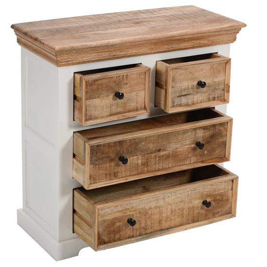 Accra Solid Mango Wood Chest Of 4 Drawers In Oak