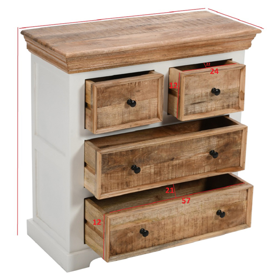 Accra Solid Mango Wood Chest Of 4 Drawers In Oak