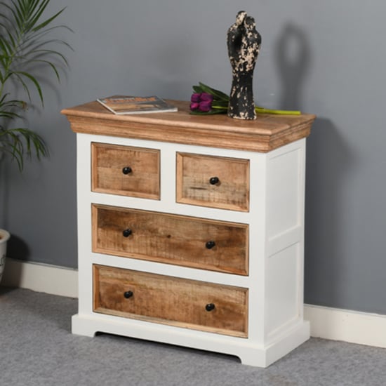 Read more about Accra solid mango wood chest of 4 drawers in oak