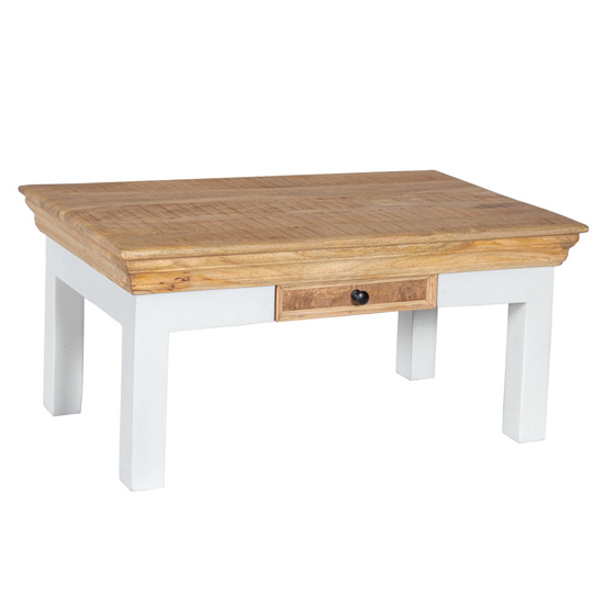 Accra Solid Mango Wood Coffee Table With 1 Drawer In Oak