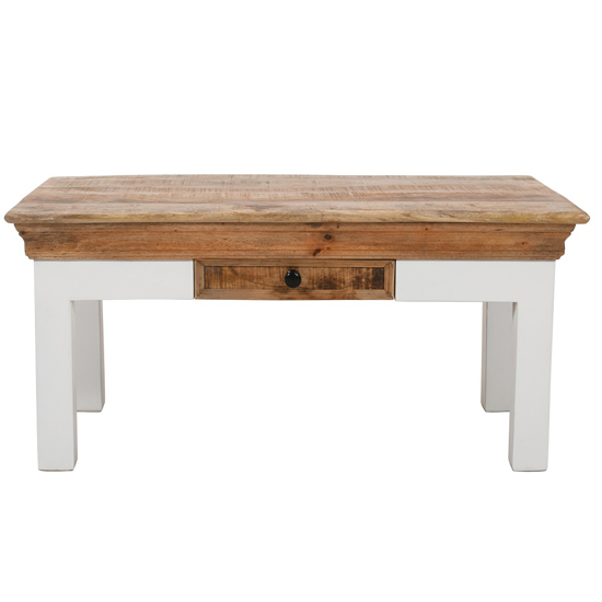 Accra Solid Mango Wood Coffee Table With 1 Drawer In Oak