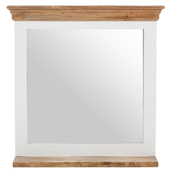 Accra Solid Mango Wood Frame Wall Mirror With Shelf In White