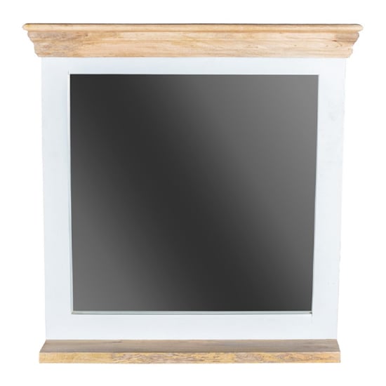 Product photograph of Accra Solid Mango Wood Frame Wall Mirror With Shelf In White from Furniture in Fashion