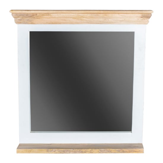 Read more about Accra solid mango wood frame wall mirror with shelf in white