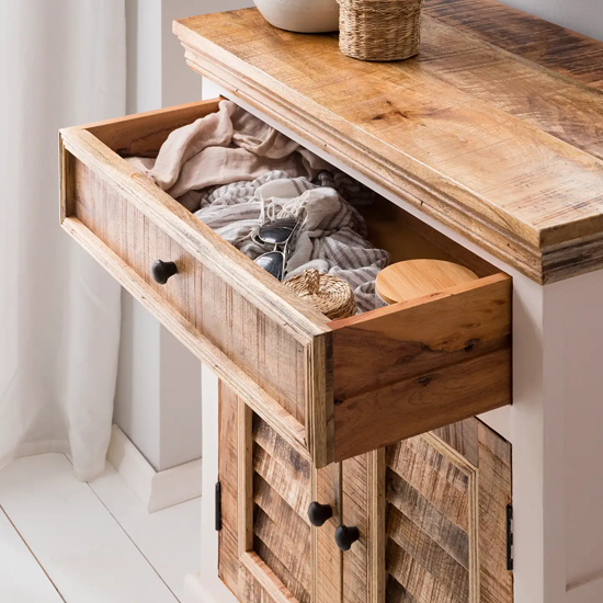 Accra Solid Mango Wood Sideboard With 2 Doors 1 Drawer In Oak