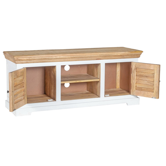 Accra Solid Mango Wood TV Stand With 2 Doors In Oak