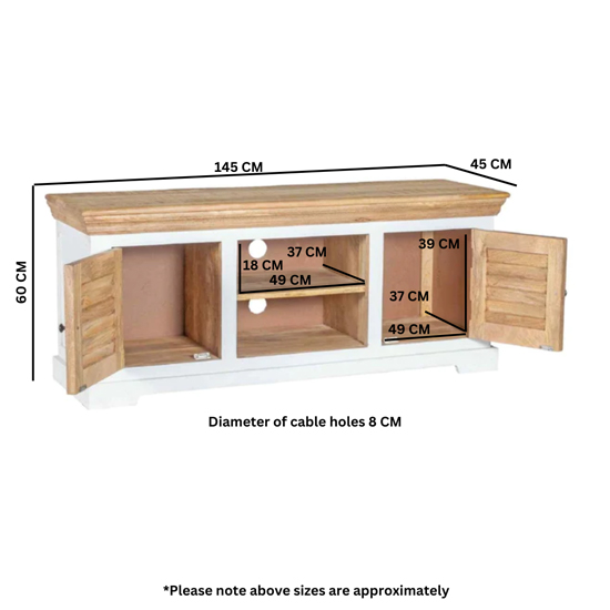 Accra Solid Mango Wood TV Stand With 2 Doors In Oak