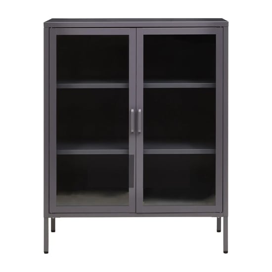 Accra Steel Display Cabinet With 2 Doors In Grey