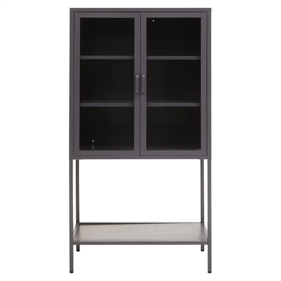 Accra Steel Display Cabinet With 2 Doors And Shelf In Grey