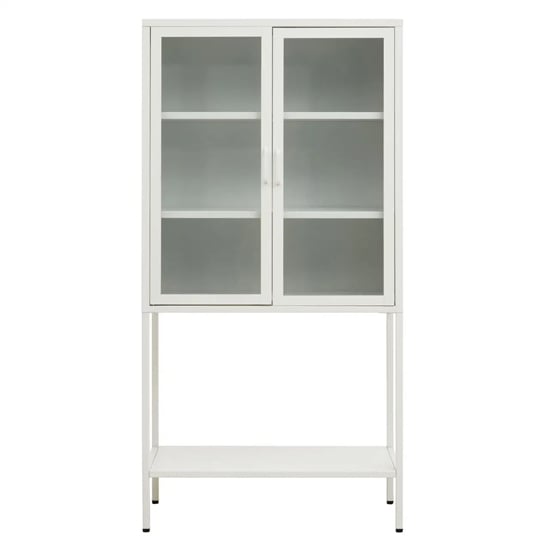Accra Steel Display Cabinet With 2 Doors And Shelf In White