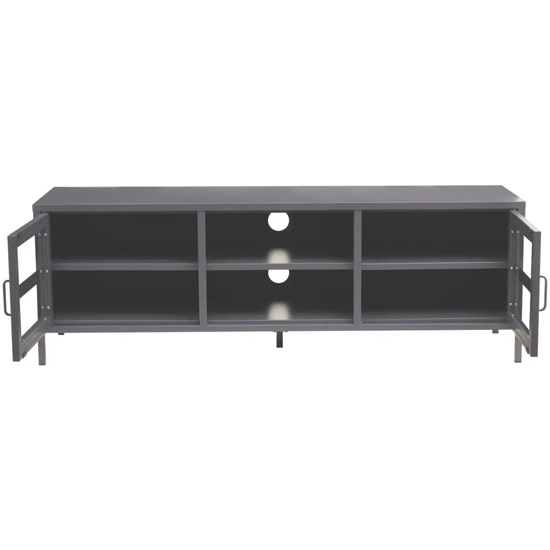Accra Steel TV Stand With 2 Doors 1 Shelf In Grey