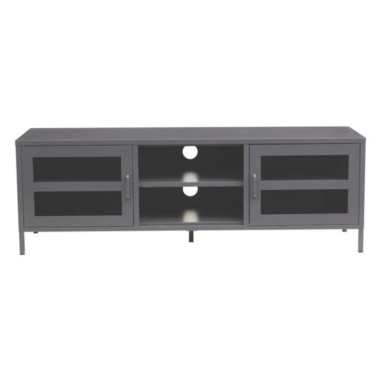 Read more about Accra steel tv stand with 2 doors 1 shelf in grey