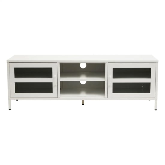 Accra Steel TV Stand With 2 Doors 1 Shelf In White