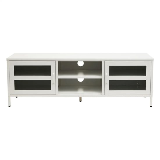 Read more about Accra steel tv stand with 2 doors 1 shelf in white