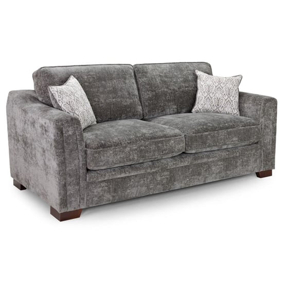 Product photograph of Accra Velvet 3 Seater Sofa With Solid Wood Frame In Grey from Furniture in Fashion