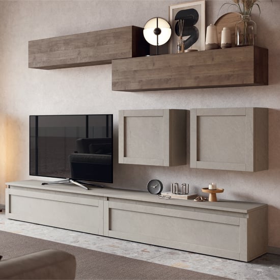 Read more about Accra wooden entertainment unit in clay and mercury oak
