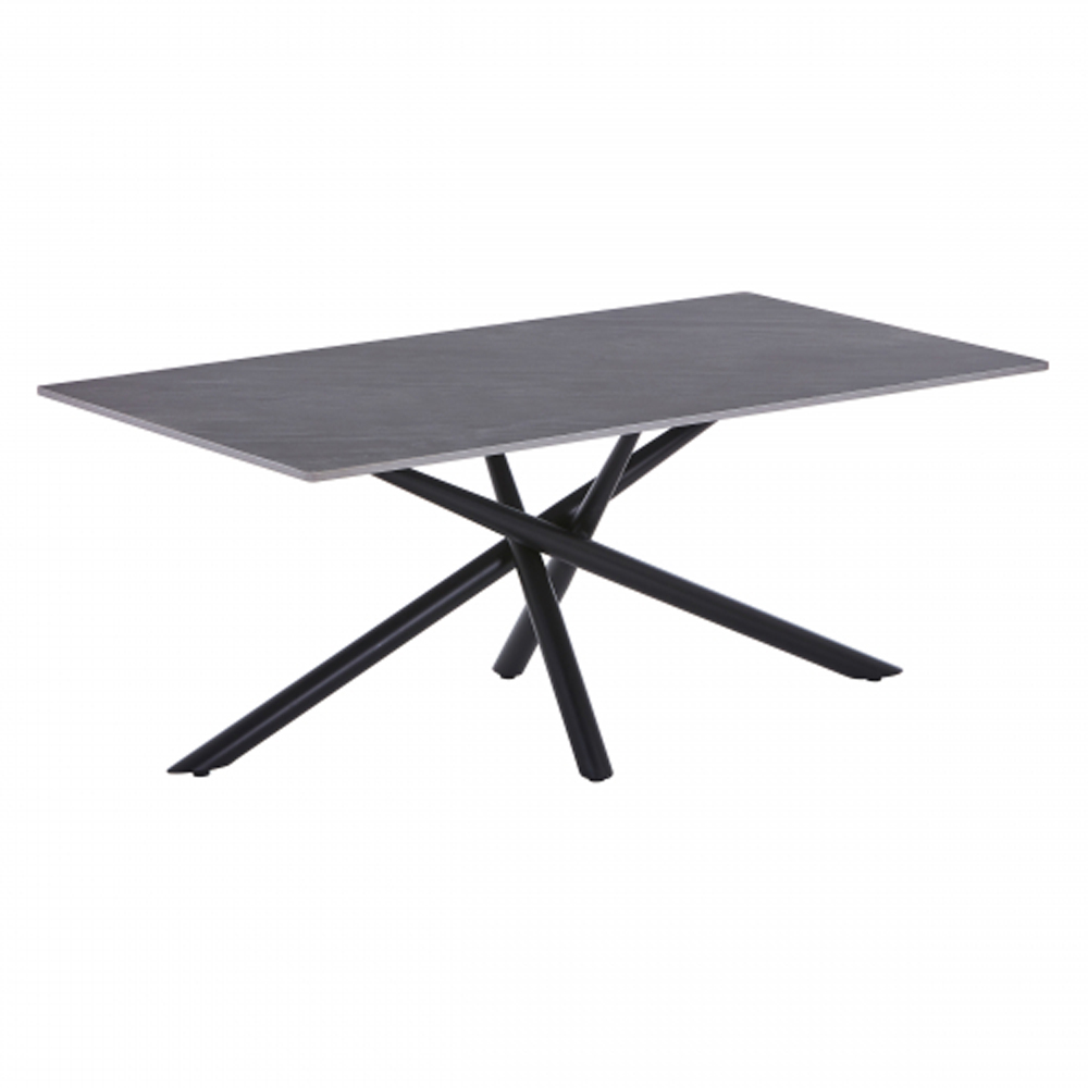 Accro Grey Ceramic Top Coffee Table with Black Metal Legs