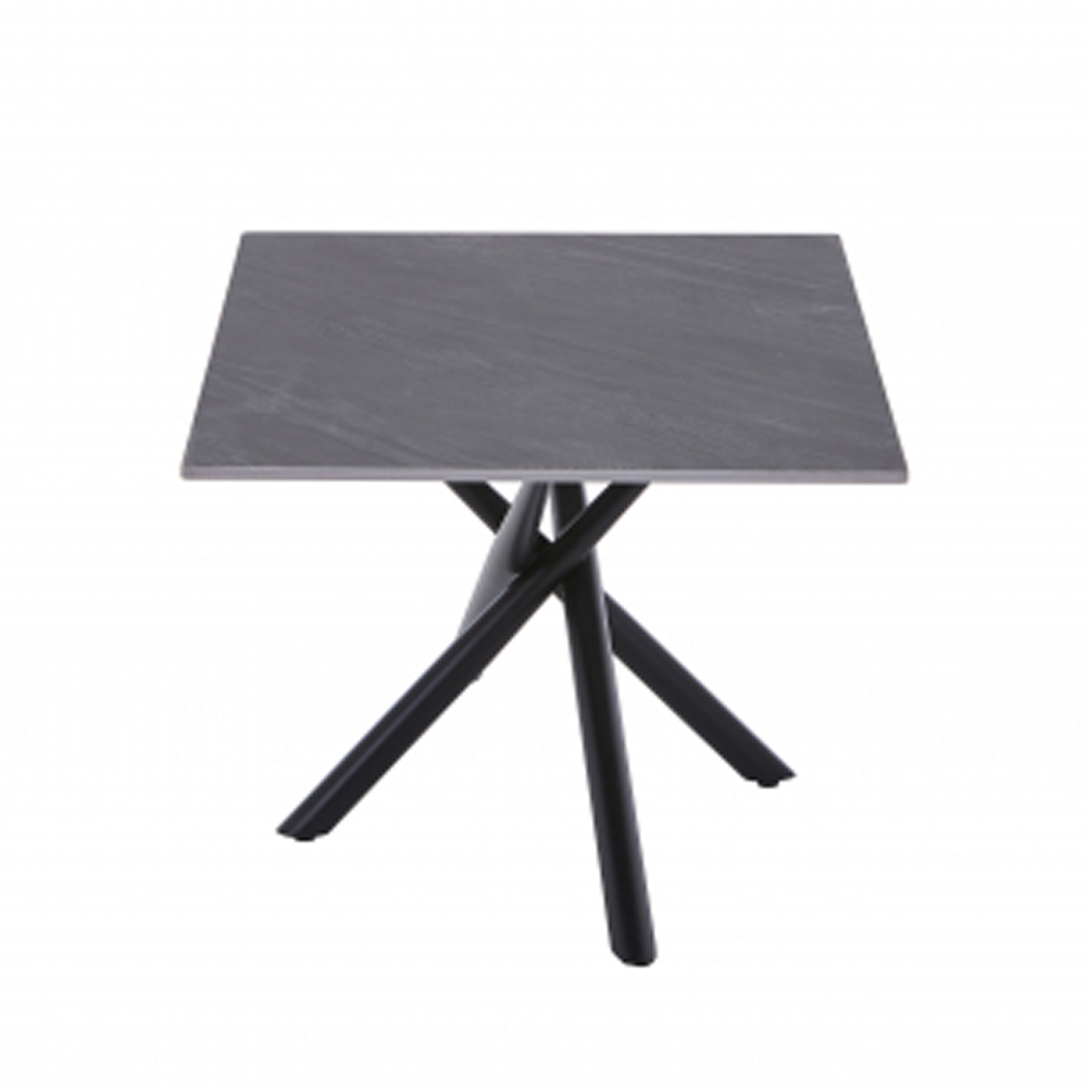 Accro Grey Ceramic Top Coffee Table with Black Metal Legs
