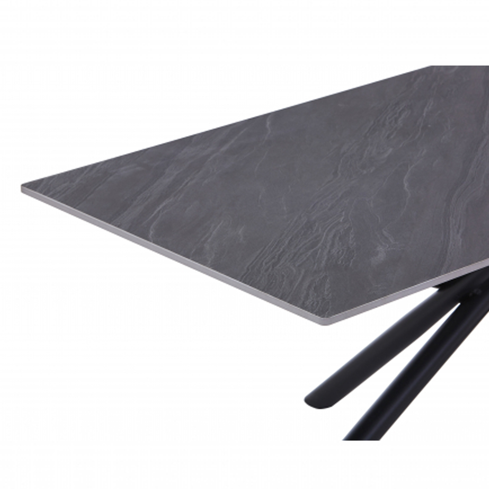 Accro Grey Ceramic Top Coffee Table with Black Metal Legs