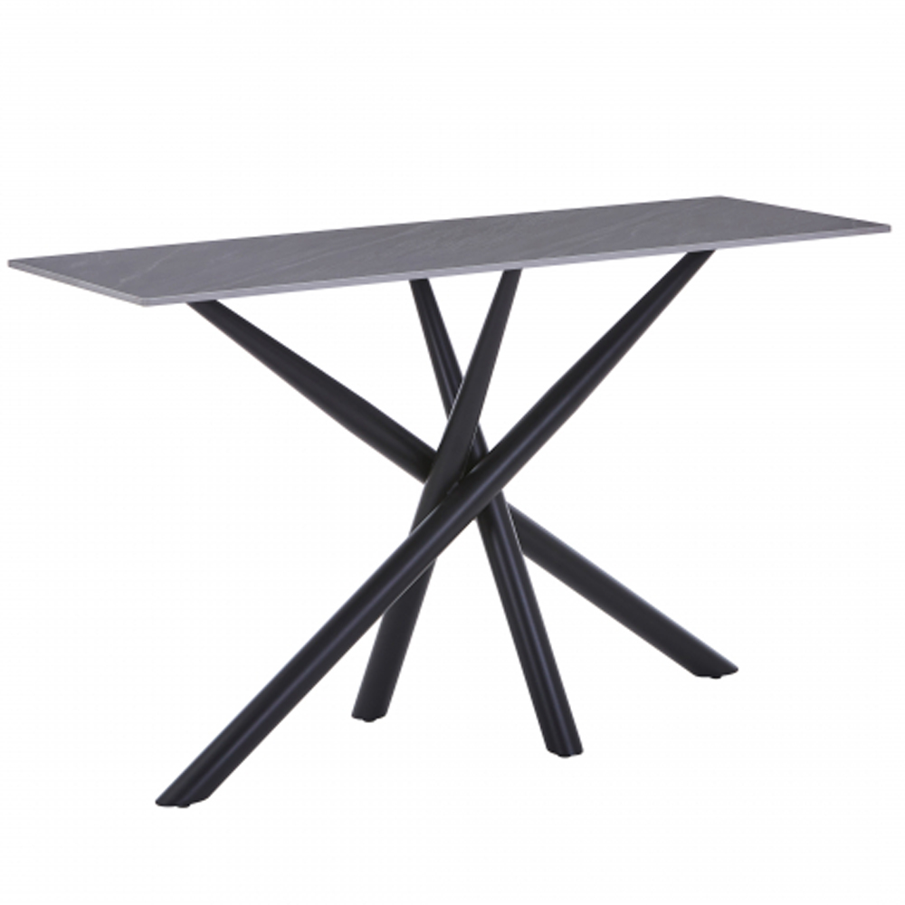 Accro White Ceramic Top Coffee Table with Black Metal Legs