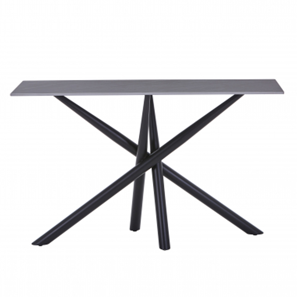 Accro White Ceramic Top Coffee Table with Black Metal Legs