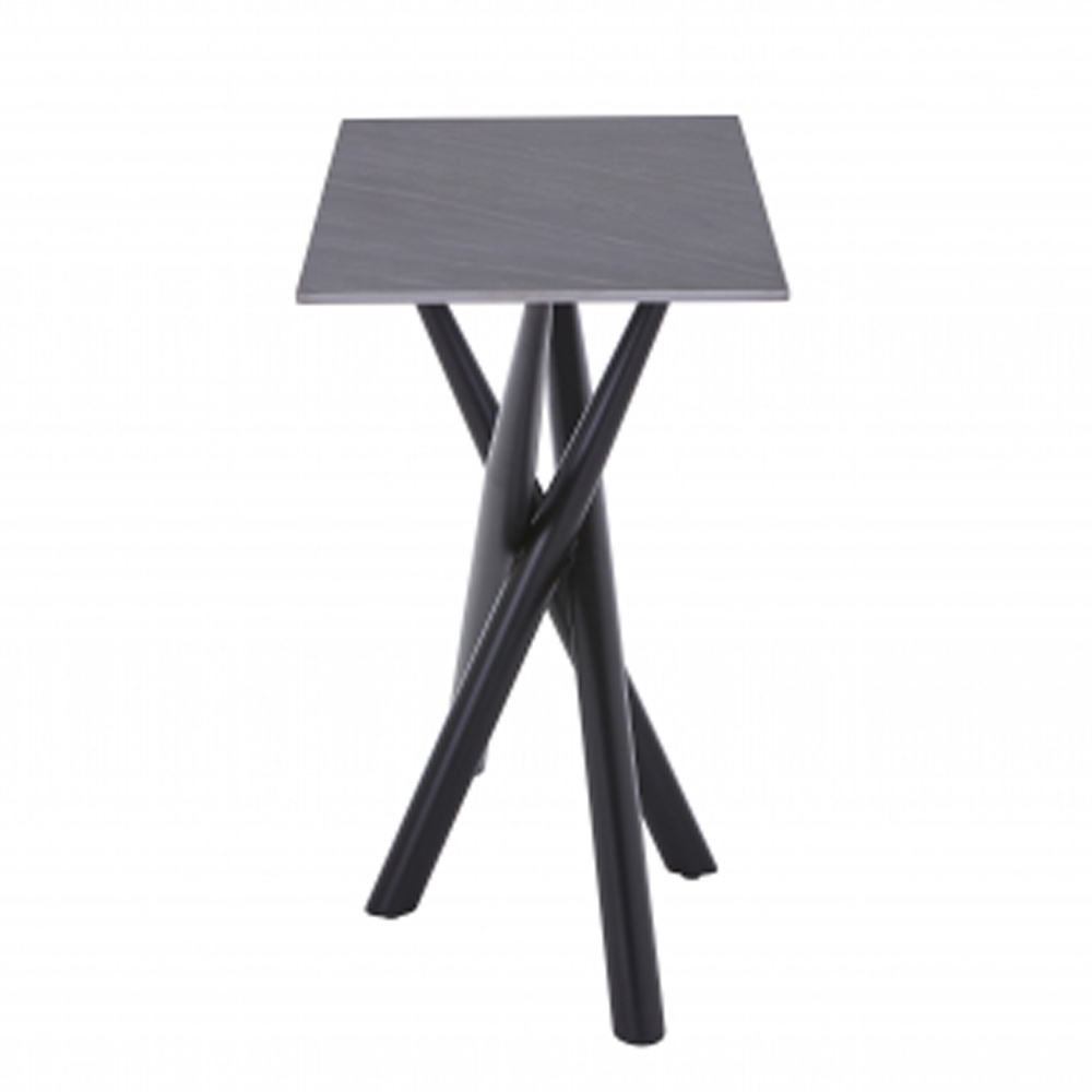Accro White Ceramic Top Coffee Table with Black Metal Legs