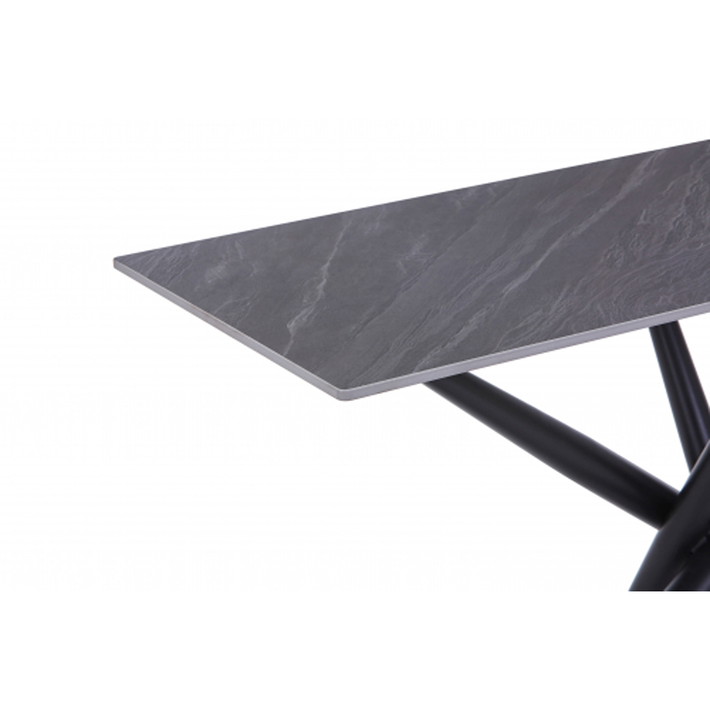 Accro White Ceramic Top Coffee Table with Black Metal Legs