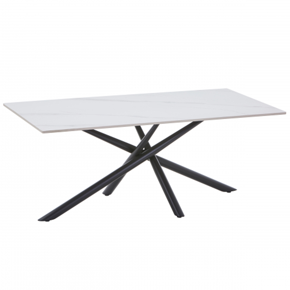 Accro Grey Ceramic Top Console Table with Black Metal Legs