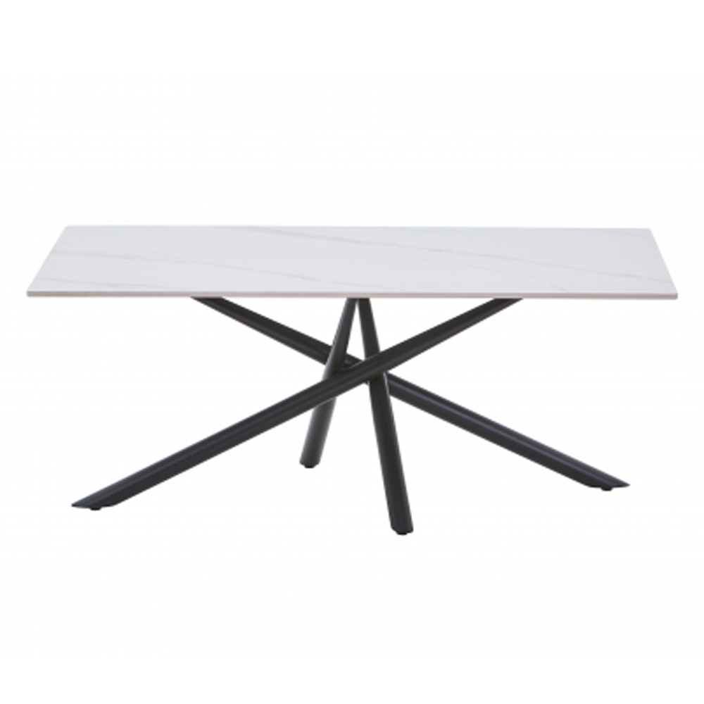 Accro Grey Ceramic Top Console Table with Black Metal Legs