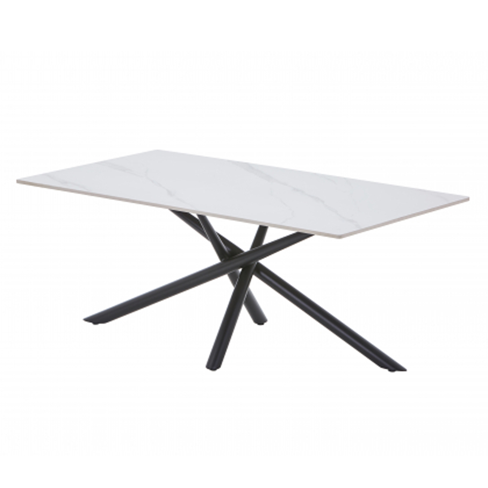 Accro Grey Ceramic Top Console Table with Black Metal Legs