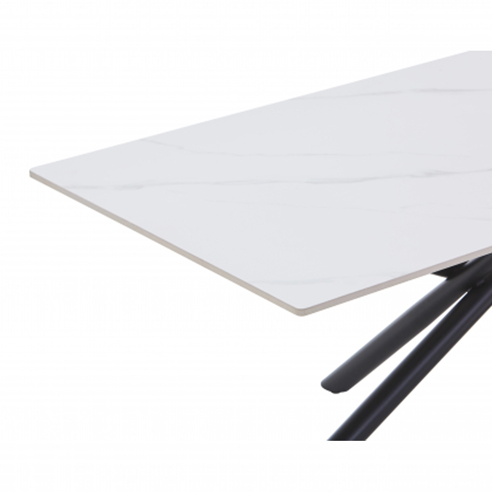 Accro Grey Ceramic Top Console Table with Black Metal Legs