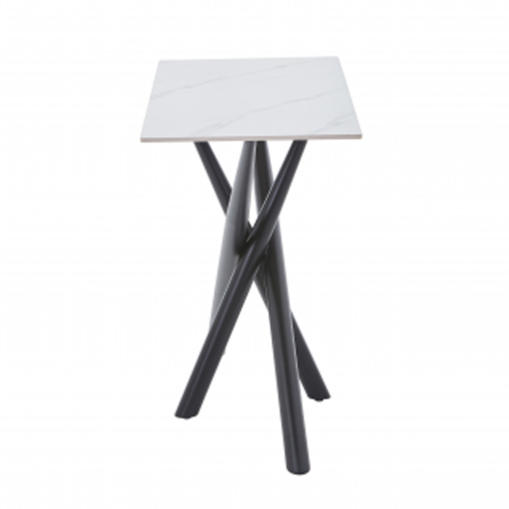 Accro White Ceramic Top Console Table with Black Metal Legs
