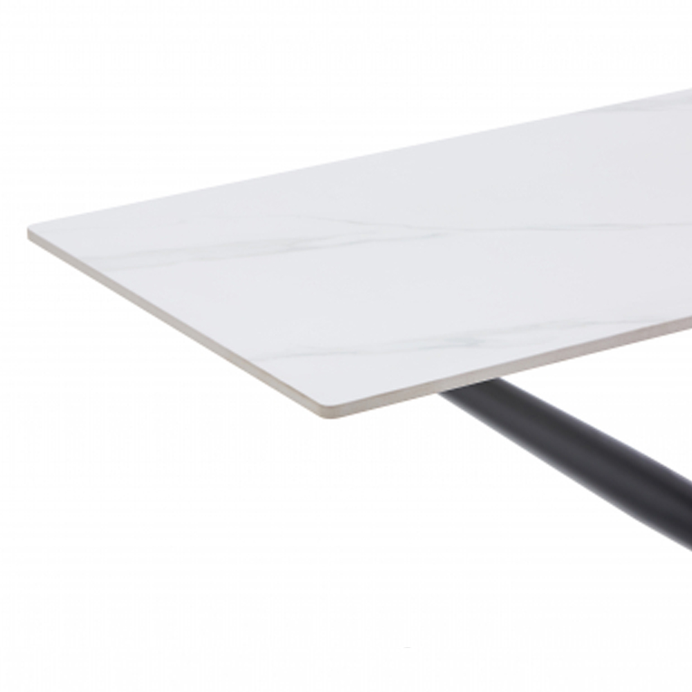 Accro White Ceramic Top Console Table with Black Metal Legs