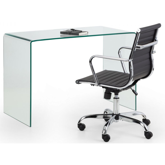 Acelynn Clear Glass Laptop Desk With Gaby Black Office Chair_2