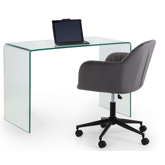 Acelynn Clear Glass Laptop Desk With Kacella Grey Office Chair_2
