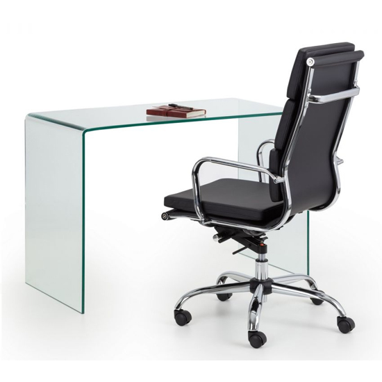 Acelynn Clear Glass Laptop Desk With Nahilla Black Office Chair_2