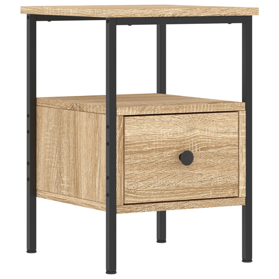 Achava Wooden Bedside Cabinet With 1 Drawer In Sonoma Oak
