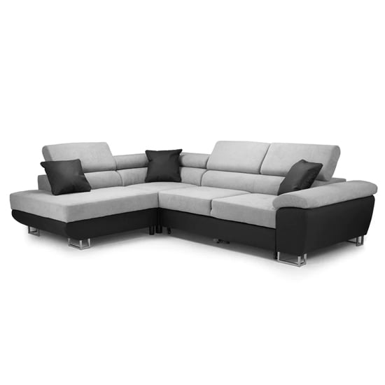 Acker Fabric Left Hand Corner Sofa Bed In Black And Grey