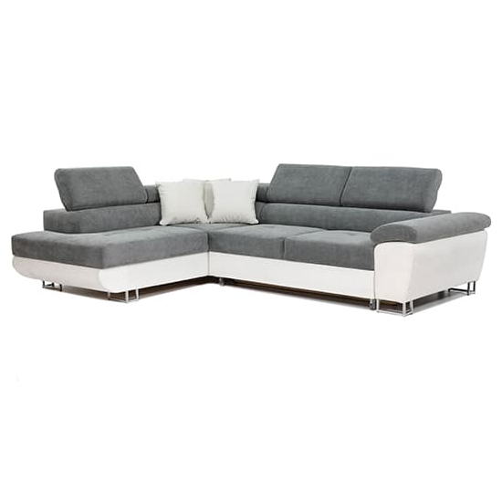 Acker Fabric Left Hand Corner Sofa Bed In Grey And White_2