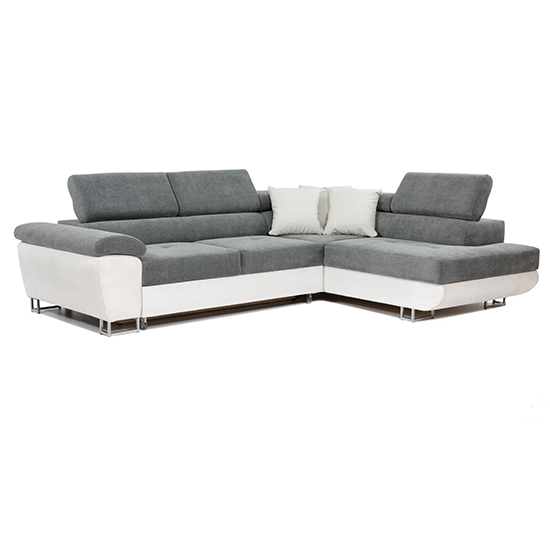 Acker Fabric Right Hand Corner Sofa Bed In Grey And White_2